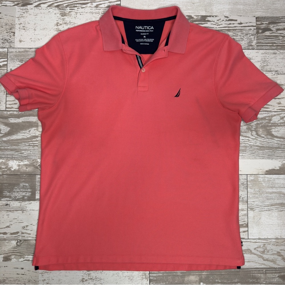 Nautica Men's Performance Deck Polo Shirt XL Coral Classic Fit - Picture 4 of 8
